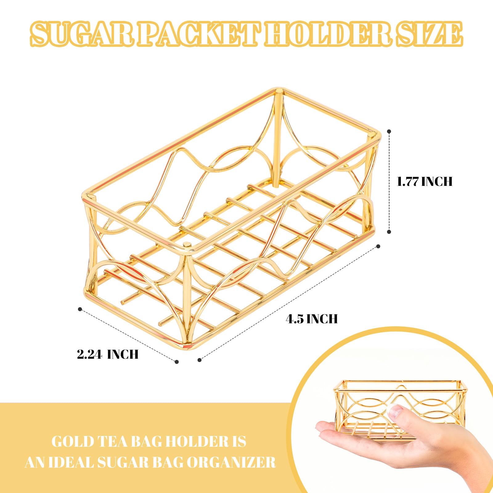 DLUGOPIS gold sinuous-cutout sugar holder adds elegant style and easy visibility.