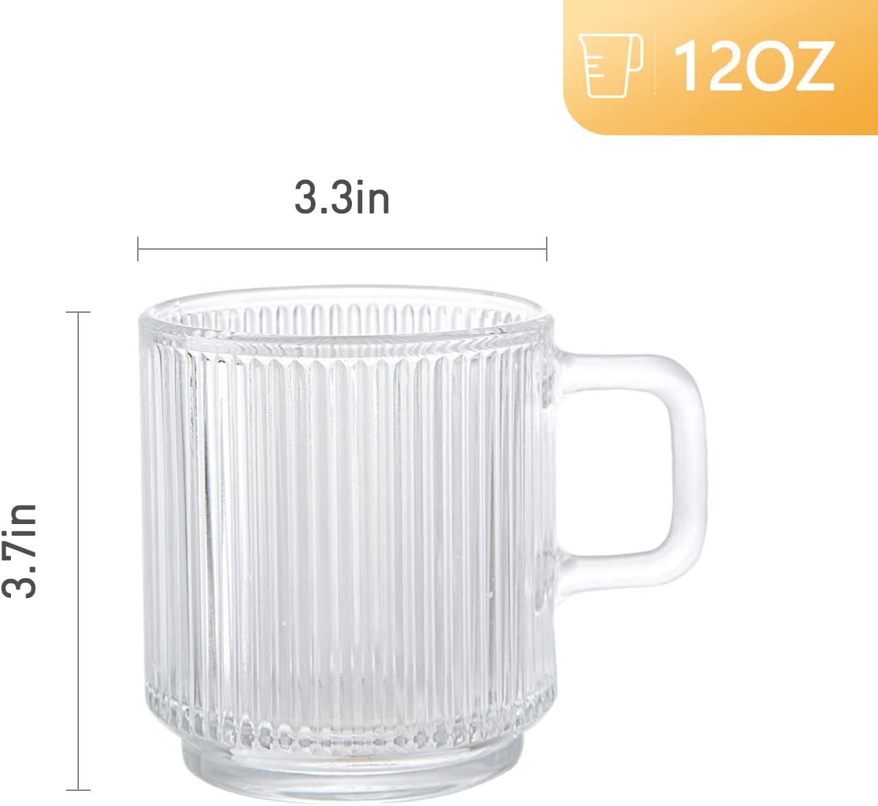 DM Design Master glass mug with handle for hot beverages.