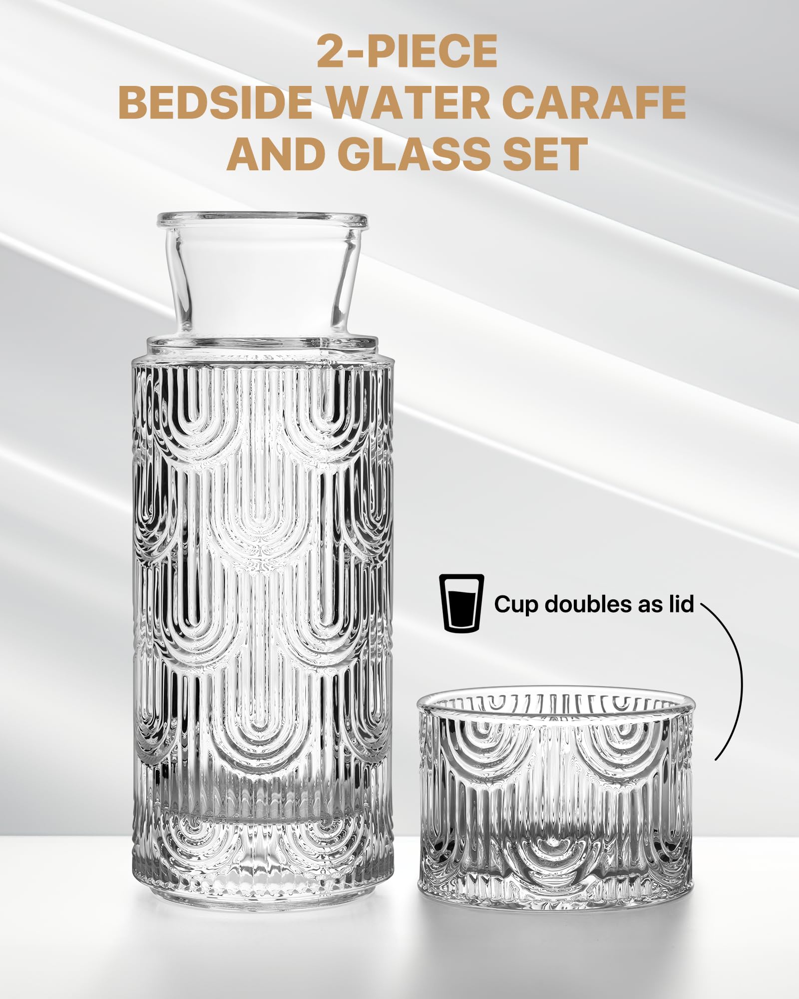 DmmyAlzx bedside carafe on nightstand for convenient hydration