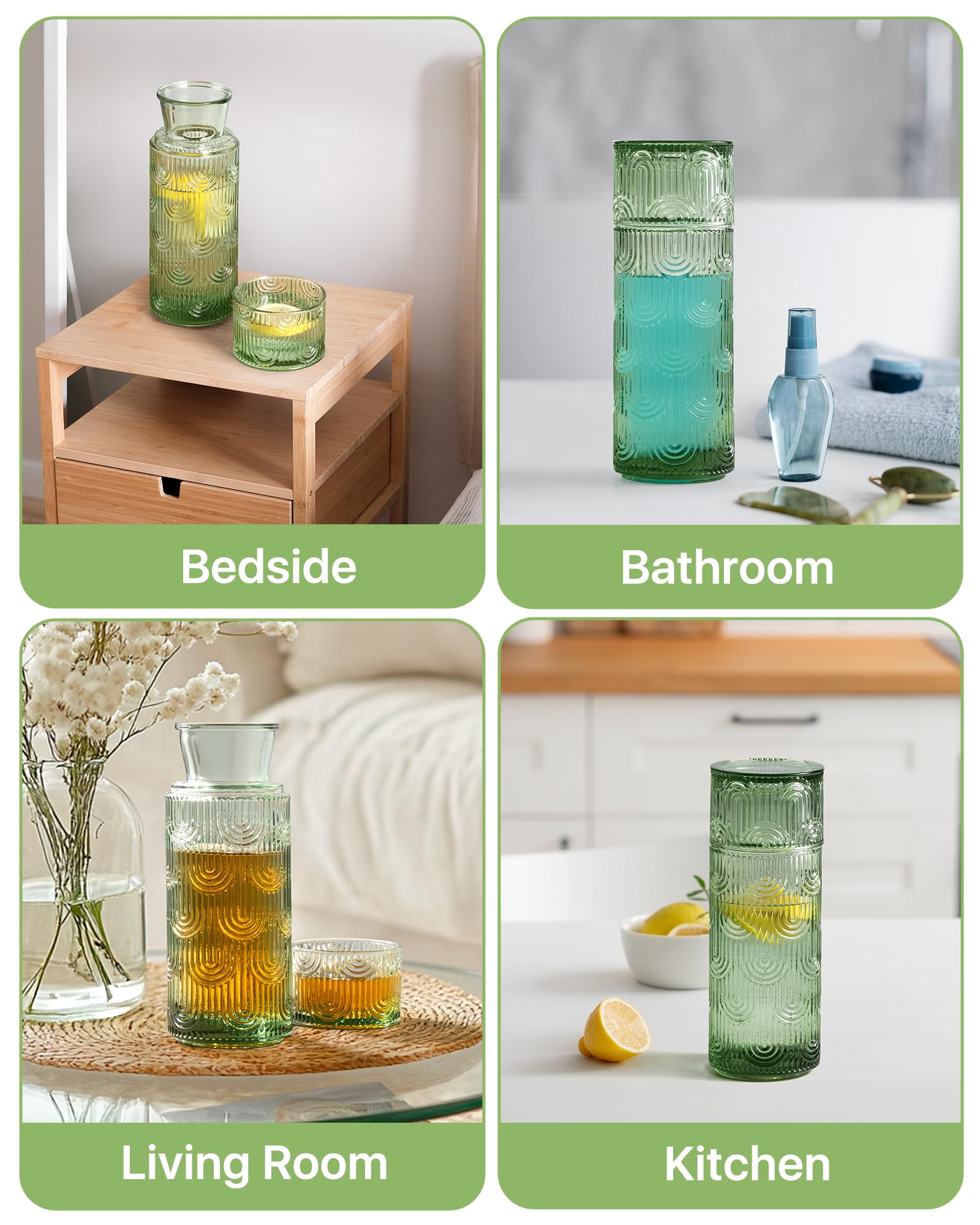 DmmyAlzx green glass water carafe adds color to your table
