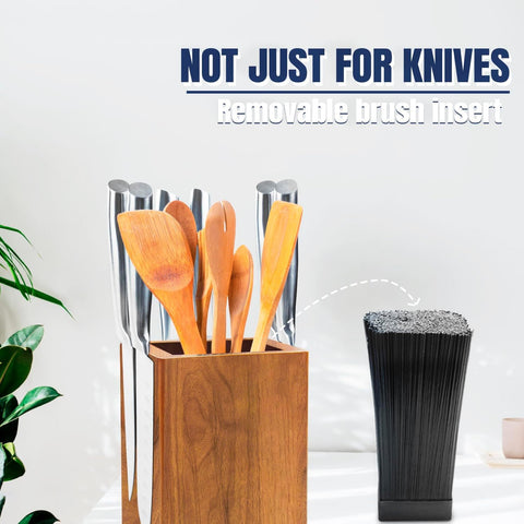 Dmore knife block with side magnetic storage for extra tools.