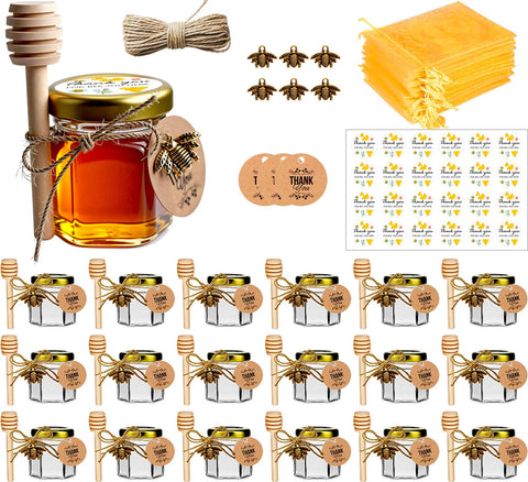 DnayDkiy mini honey jar hexagon 45ml, ideal for wedding or baby shower favors