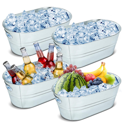 dndsim 4pcs 3-gallon galvanized tub, sturdy party centerpiece for chilled beverages