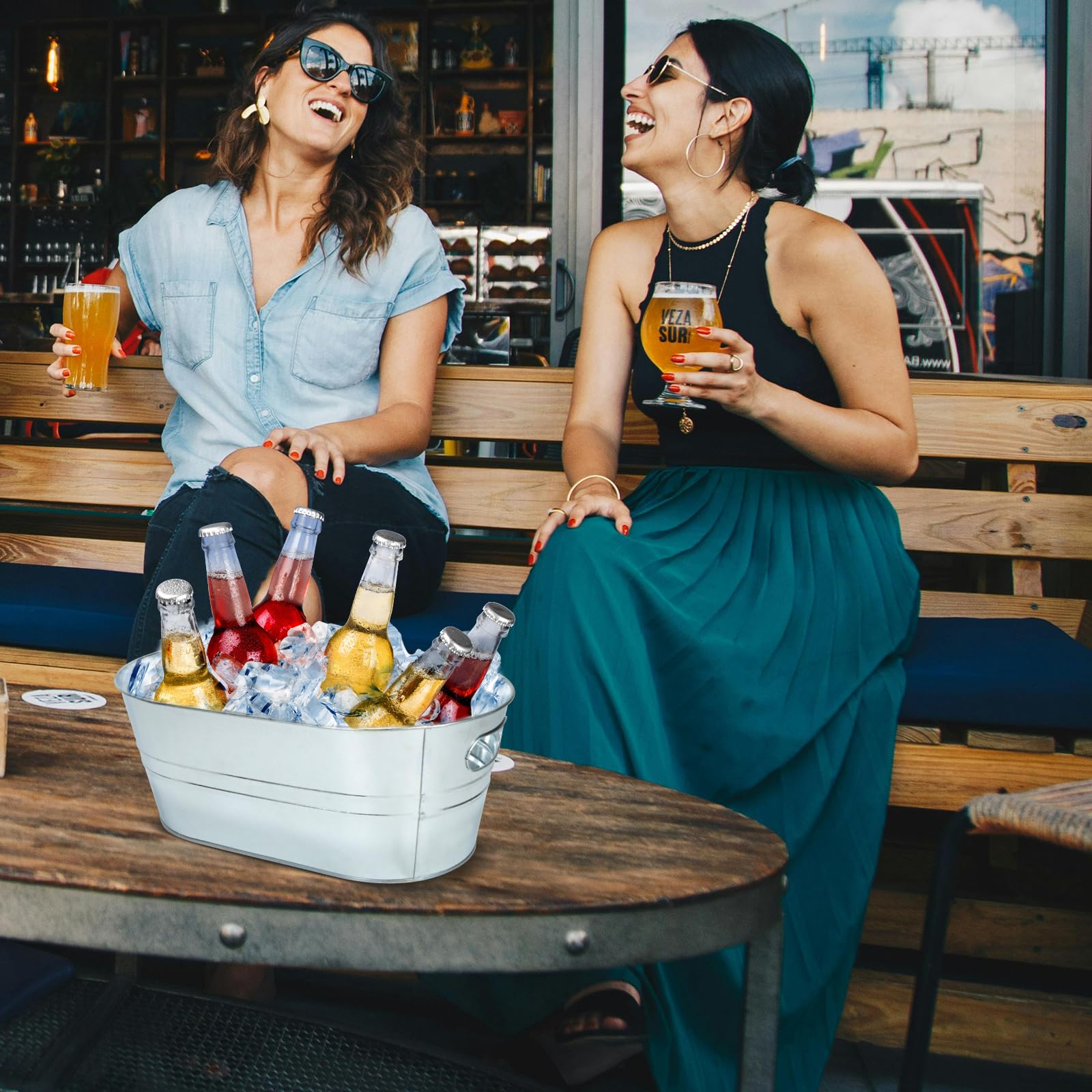 dndsim durable galvanized tub for drinks withstands outdoor gatherings and daily use