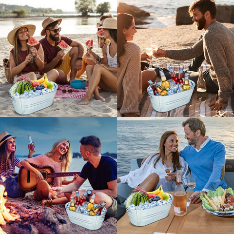 dndsim rustic party tub setup enhances catering aesthetics and keeps drinks cool
