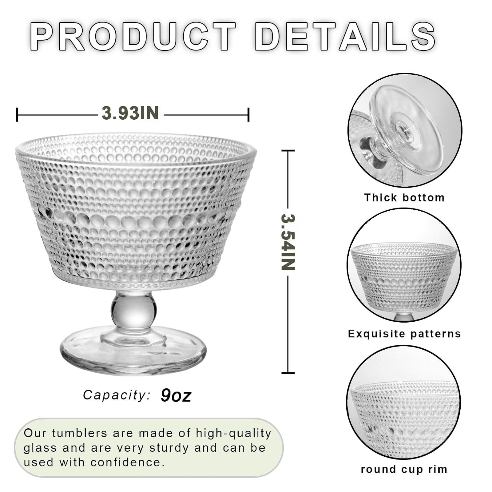 DNIENKGE dessert bowls with beaded surface add vintage charm