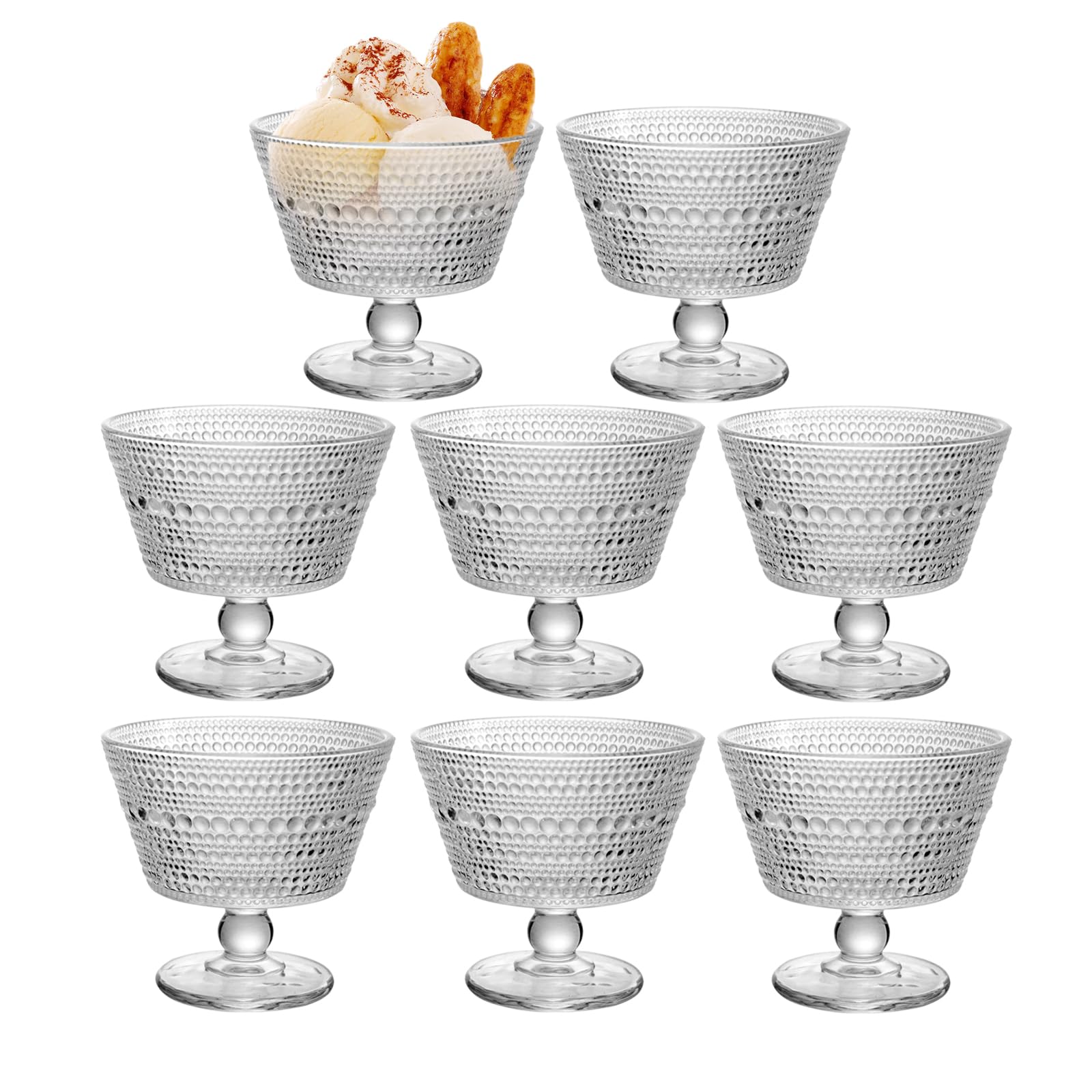 DNIENKGE glass dessert bowls set 8 for stylish ice cream servings