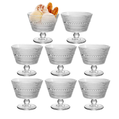 DNIENKGE glass dessert bowls set 8 for stylish ice cream servings