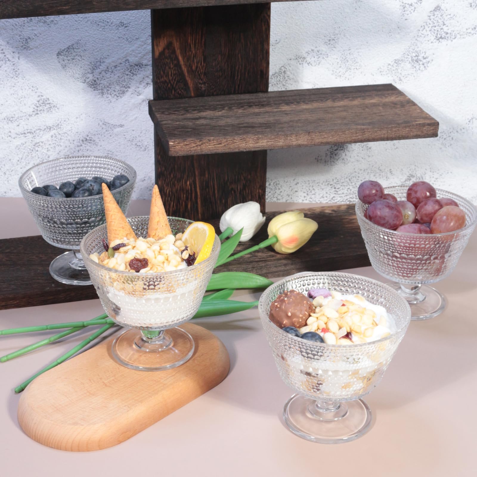 DNIENKGE lead-free glass dessert cups for safe serving