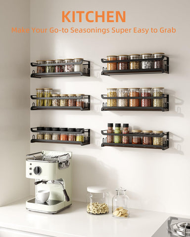 Doakhirmit four-pack spice rack set mounted on a cabinet for quick recipe access.