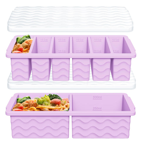 Doasuwish 2-pack silicone freezer trays with lid for organized portions