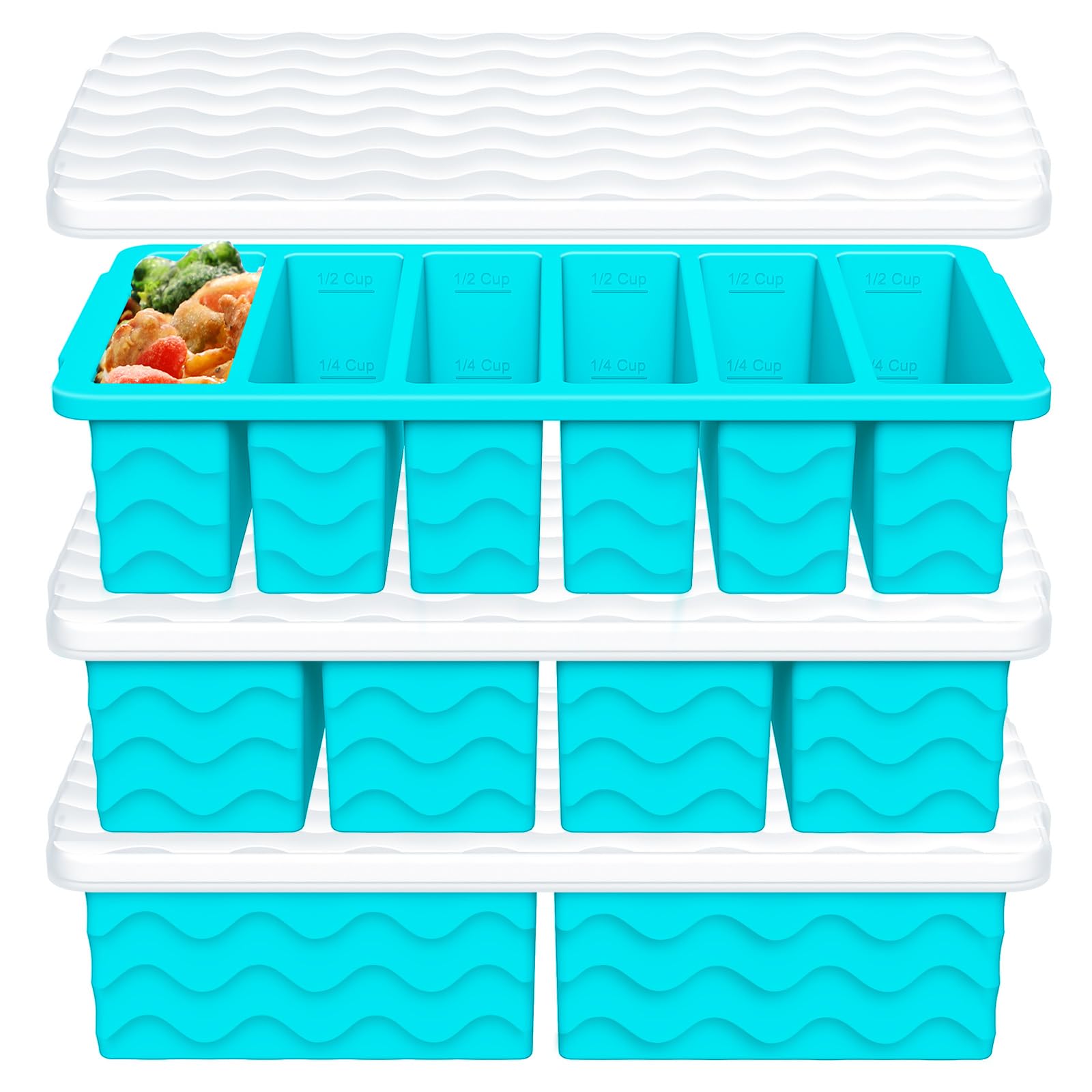Doasuwish 2-cup large freezer tray with lid keeps soups organized for quick reheats