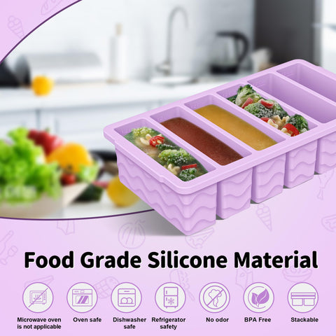 Large 2-cup portion tray with measurement lines for meal prep