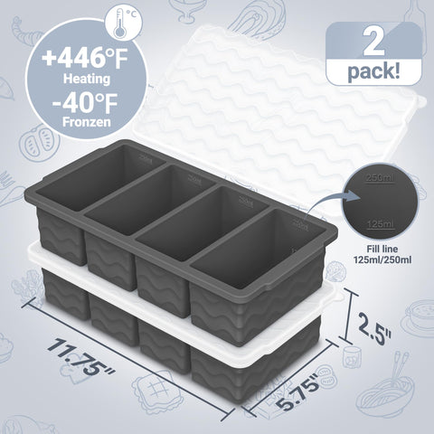Doasuwish tray shows measurement lines for precise 125ml and 250ml portions.