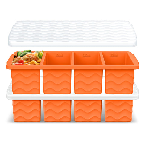 Doasuwish silicone freezer tray with lid showing 1-cup portion, ideal for meal prep.