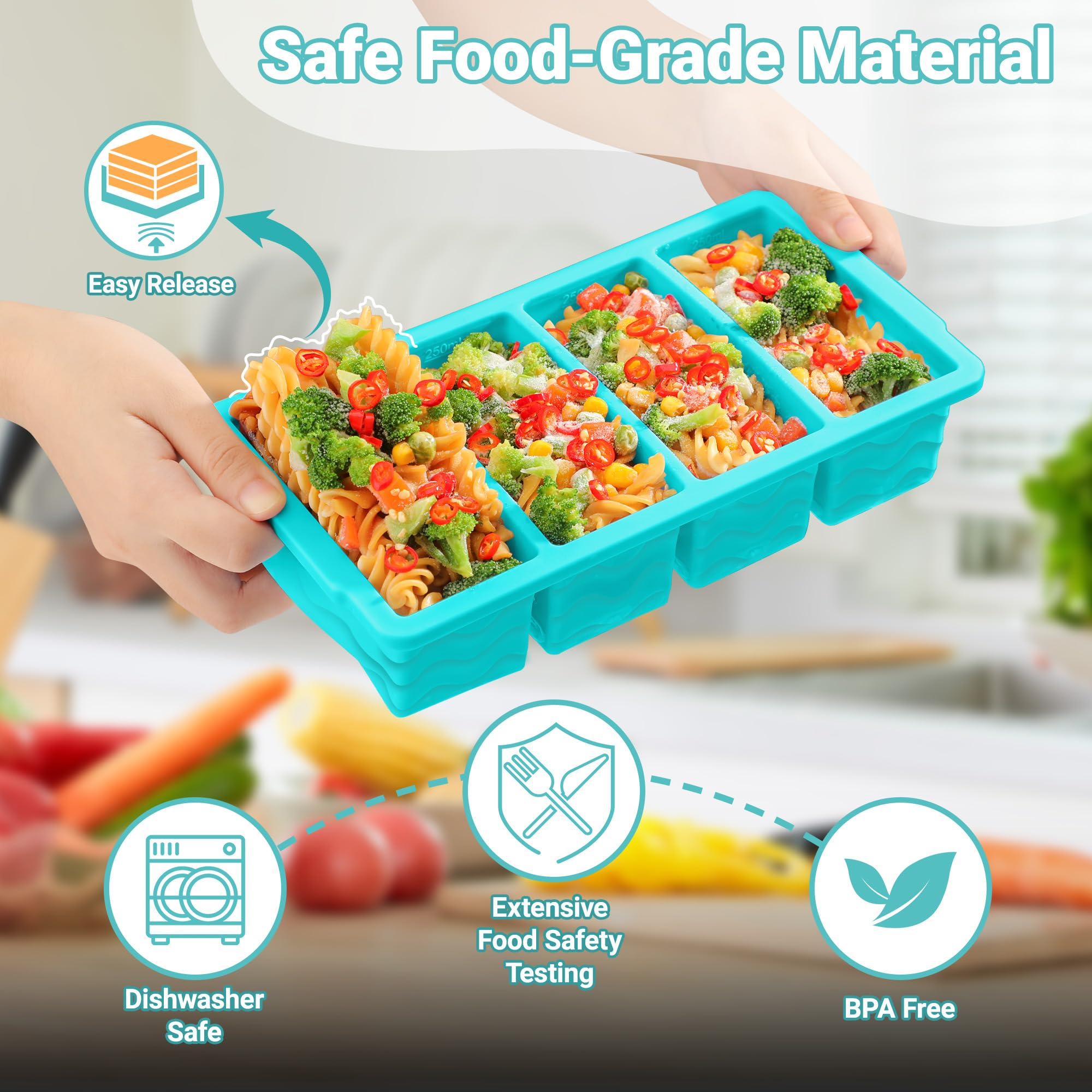 Doasuwish stainless-steel rim tray retains shape while freezing or stacking.