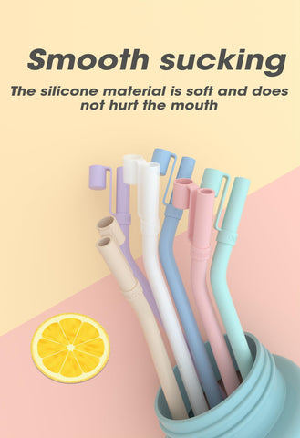 Doboli bent silicone straw with cleaning brush included for maintenance