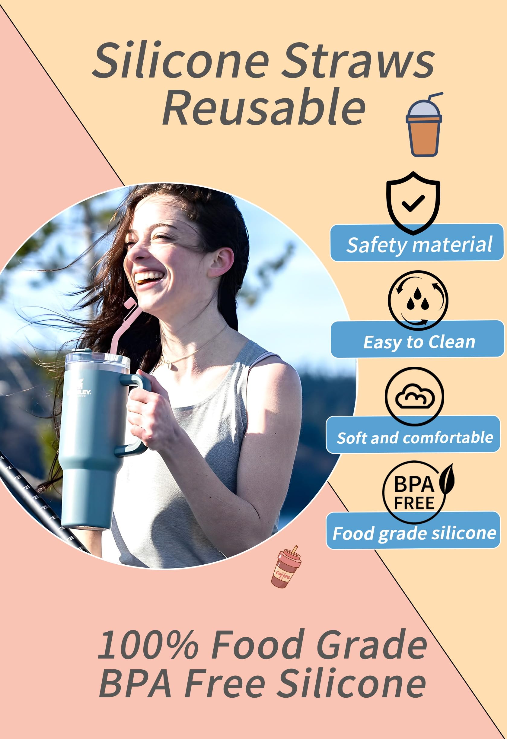 Doboli durable silicone straw offers a reusable hydration option