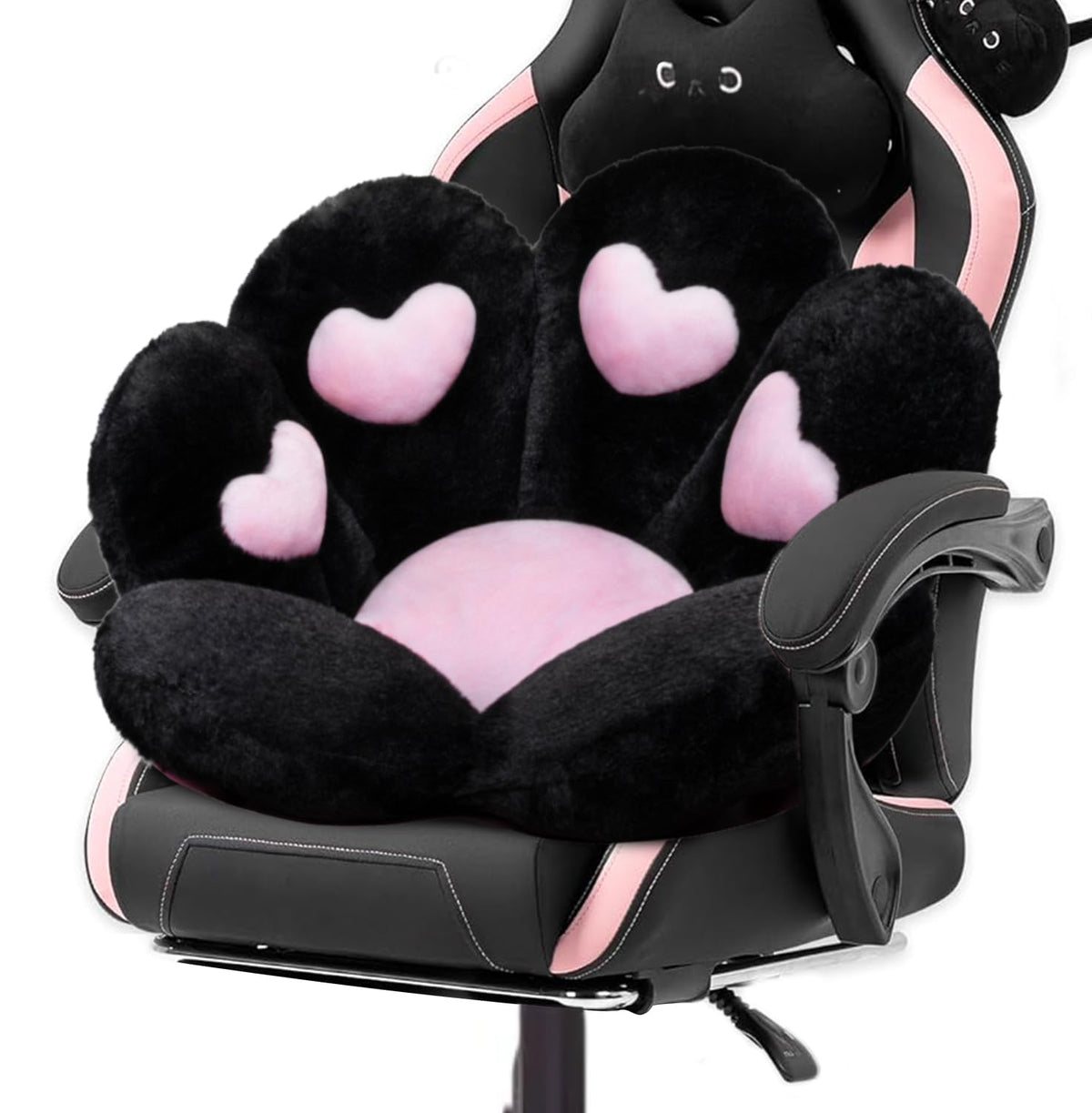 DOBUONO cat paw cushion black front view for cozy gaming chair support.