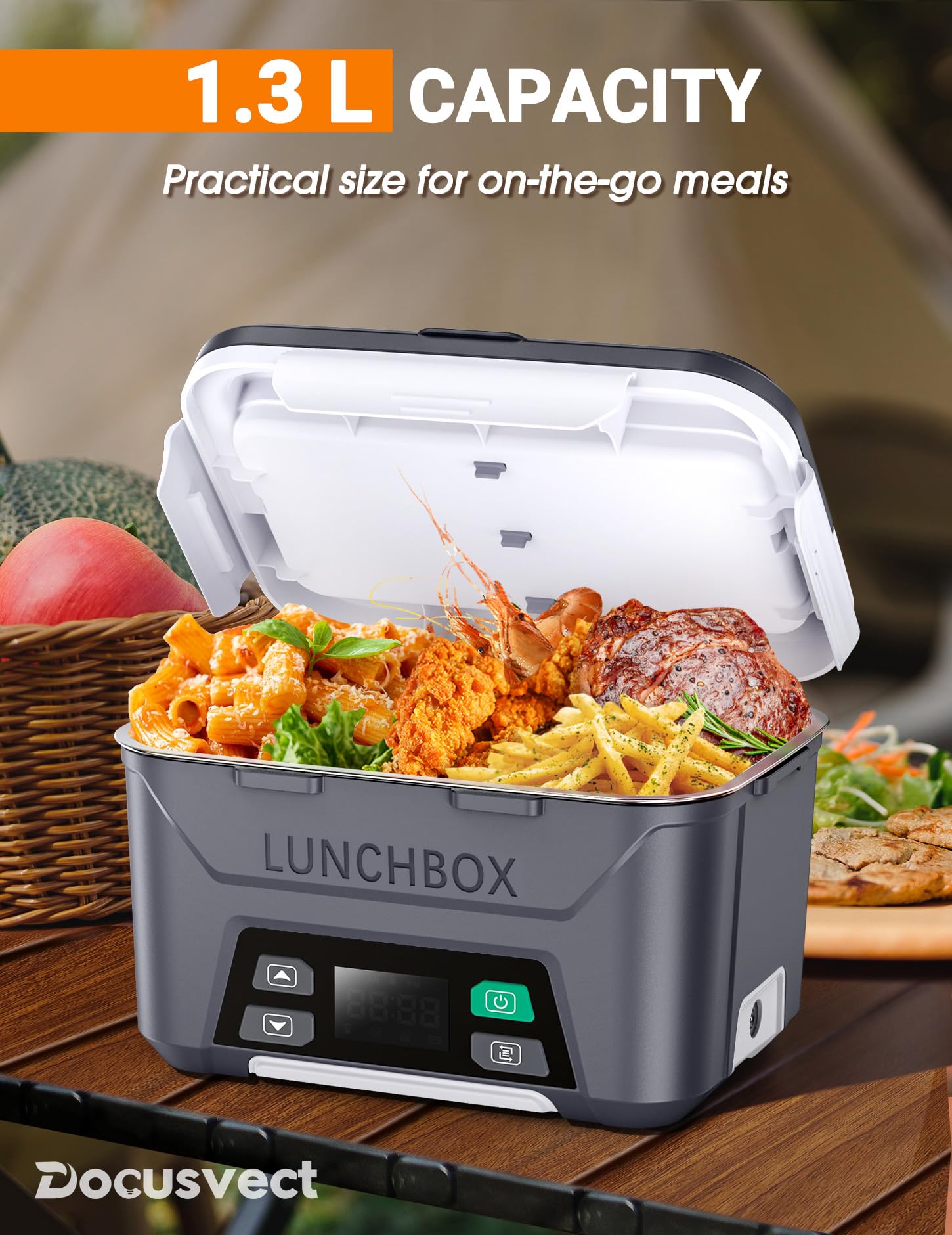 Docusvect 1.3L capacity supports a full adult meal