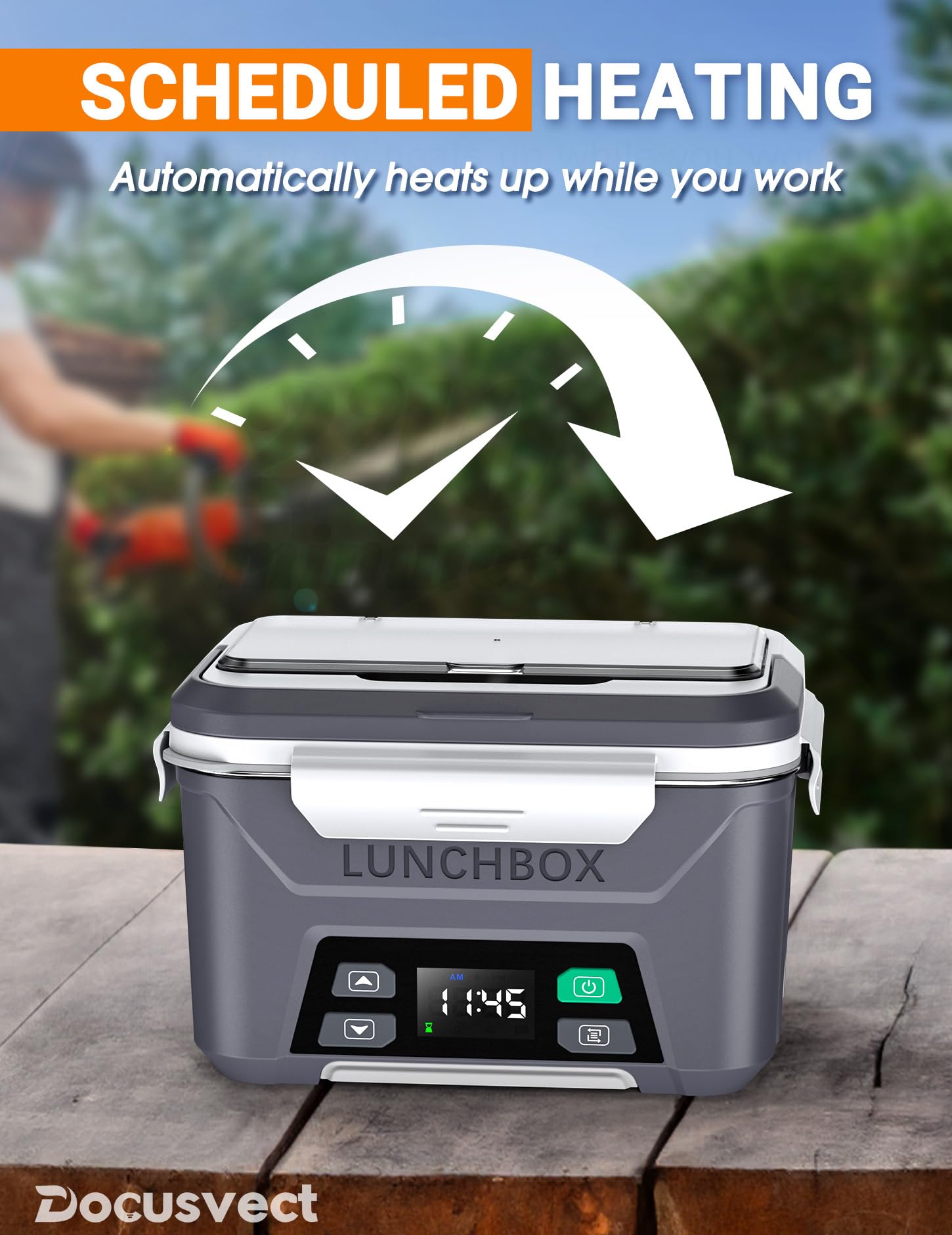 Docusvect lunch box in cordless use without outlet nearby