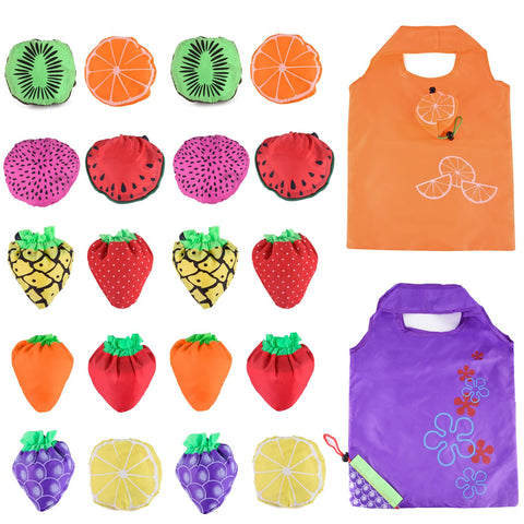 Dodkes 20-pack reusable bags with random fruit patterns for eco-friendly shopping
