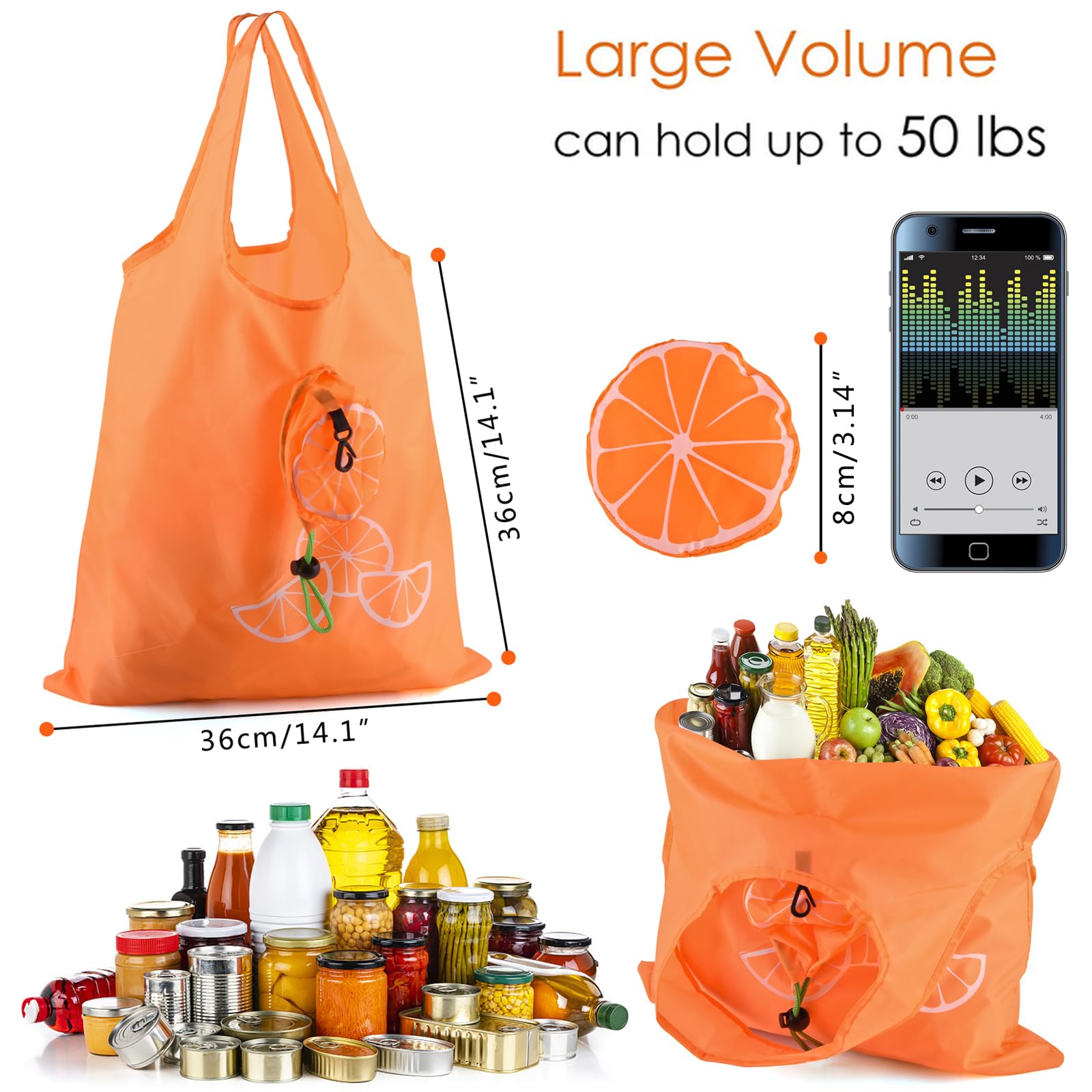 Dodkes foldable compact grocery bags stored neatly when not in use