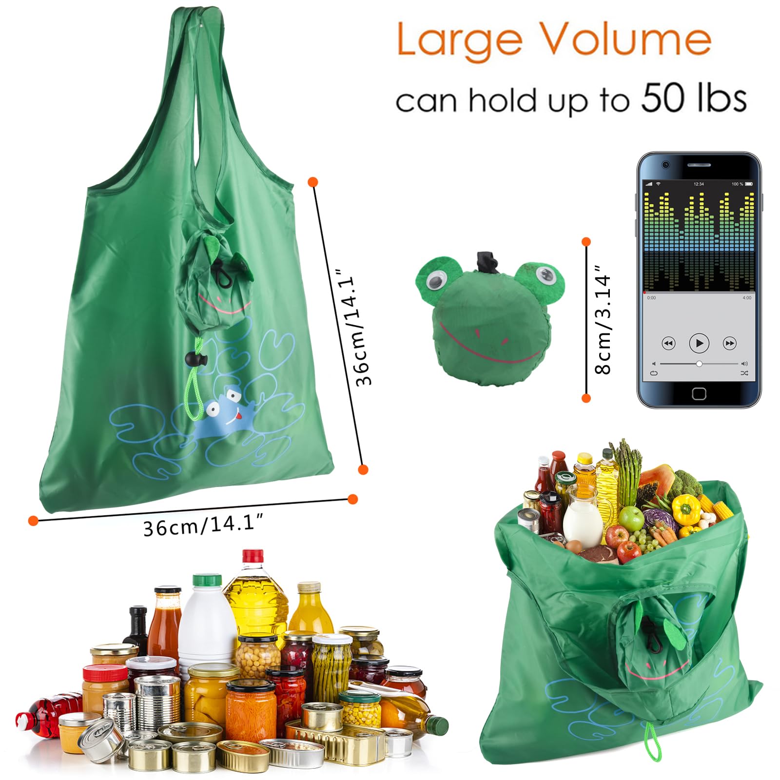 Dodkes folded bags with handles for easy storage and portability.
