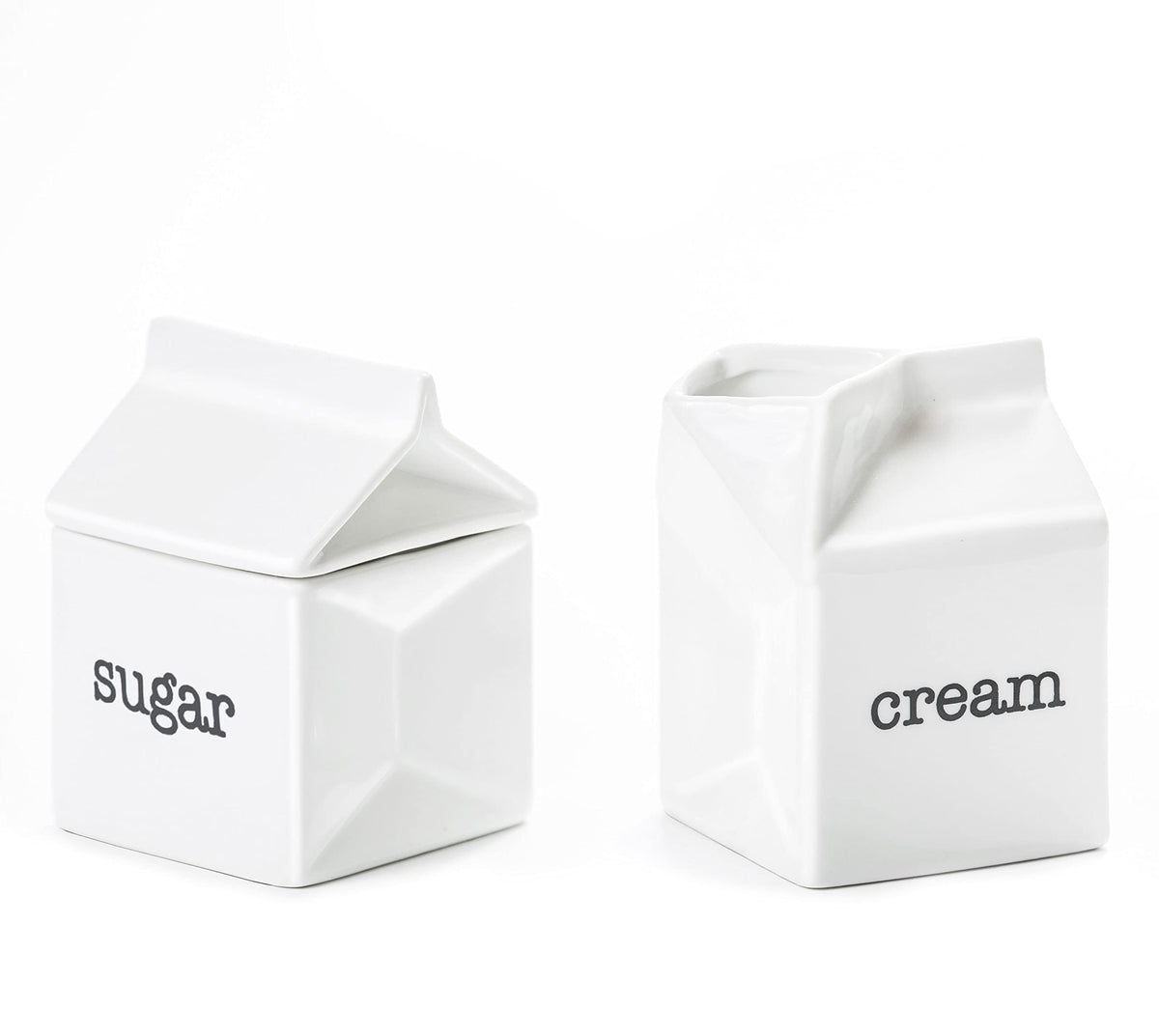 Dodococa ceramic sugar creamer set milk-carton pitcher on table, ideal for daily tea service