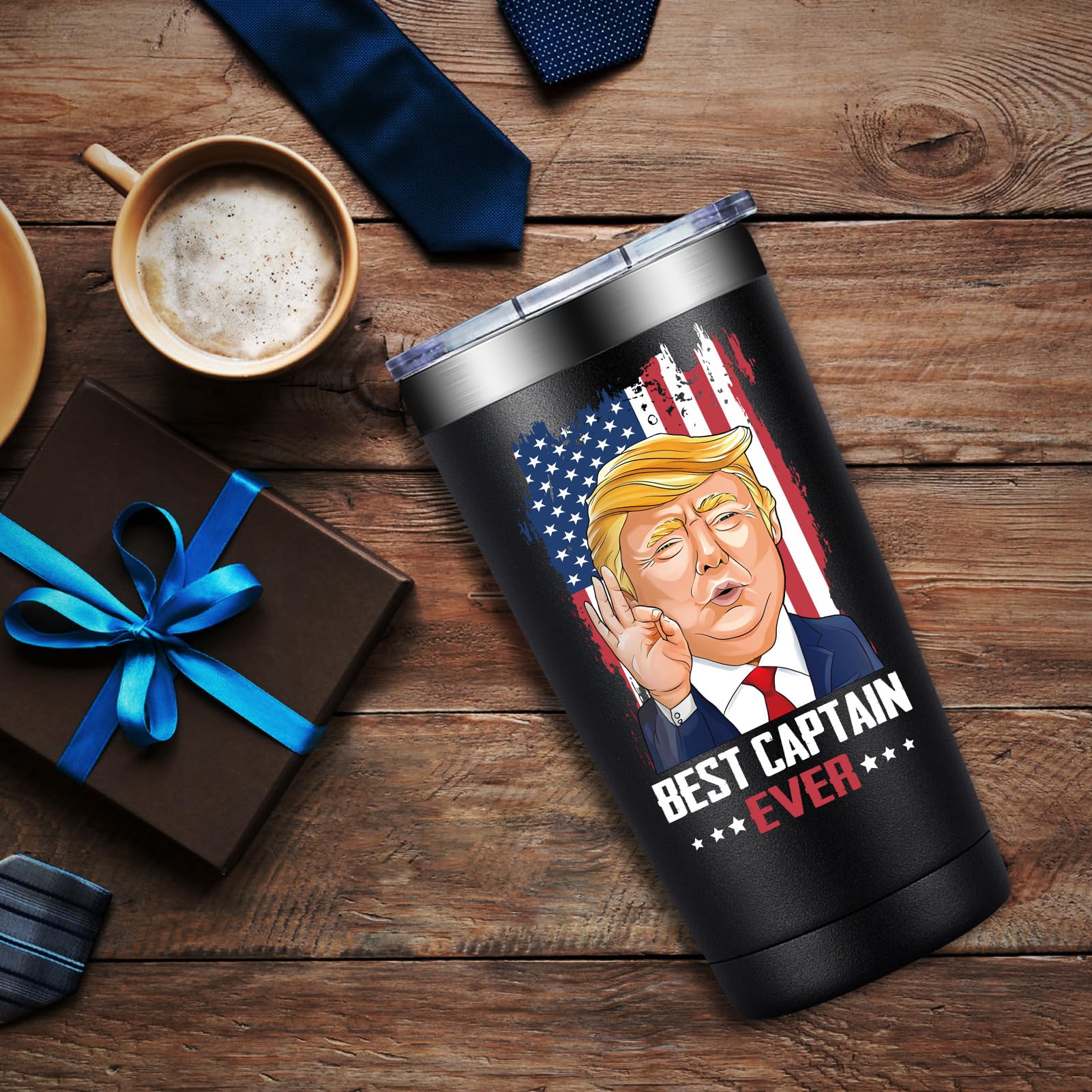 DOEARTE 20oz tumbler captain motif print enhances nautical gift appeal