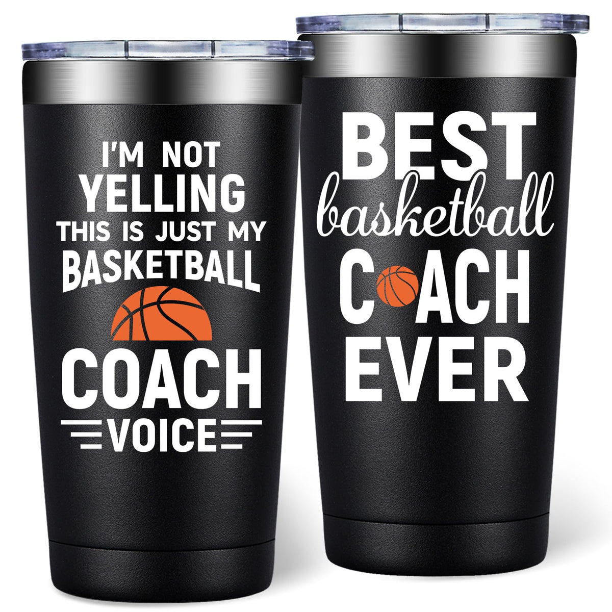 DOEARTE basketball coach tumbler with humorous design keeps drinks cold or hot during games.