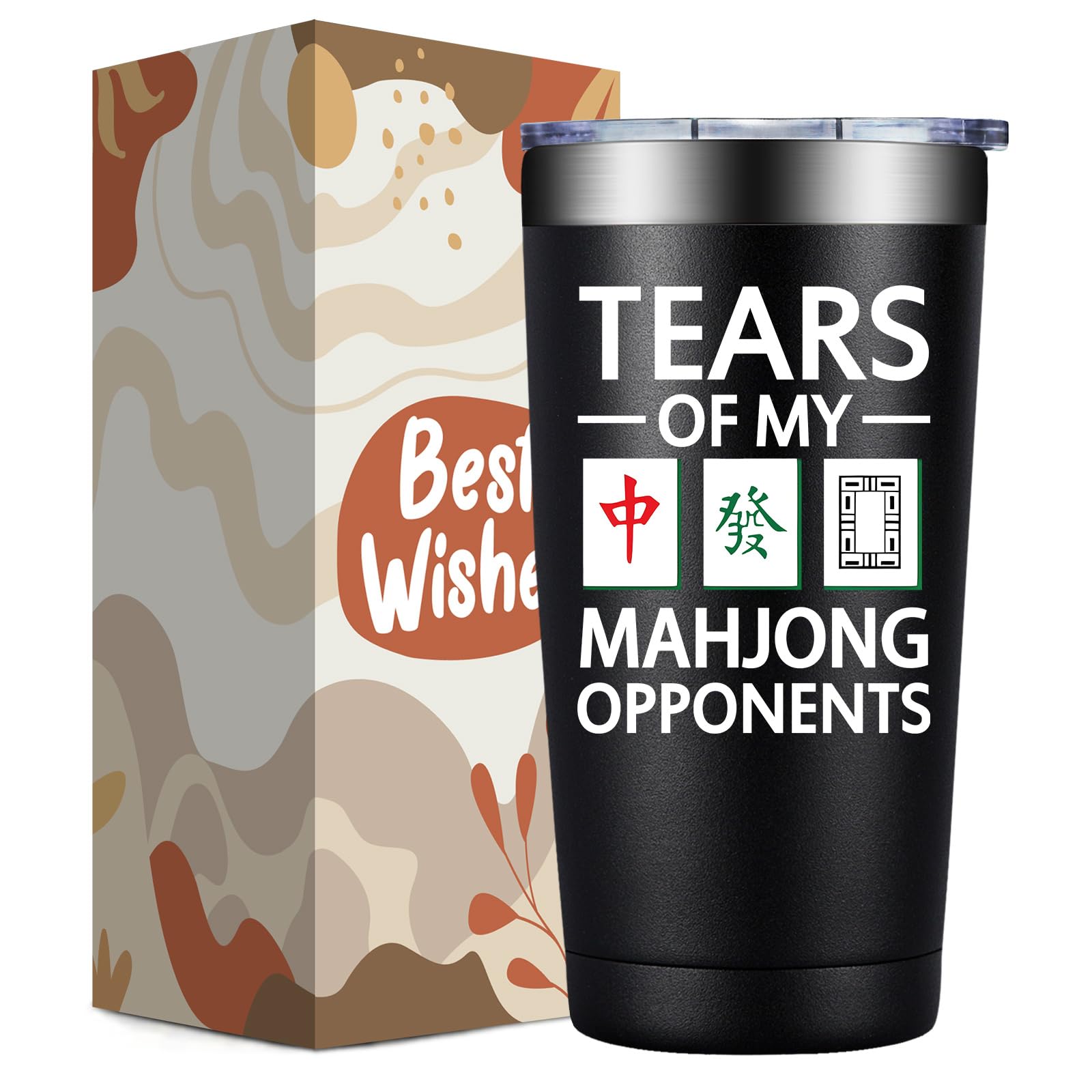 DOEARTE Mahjong tumbler front view with 20oz capacity for daily use