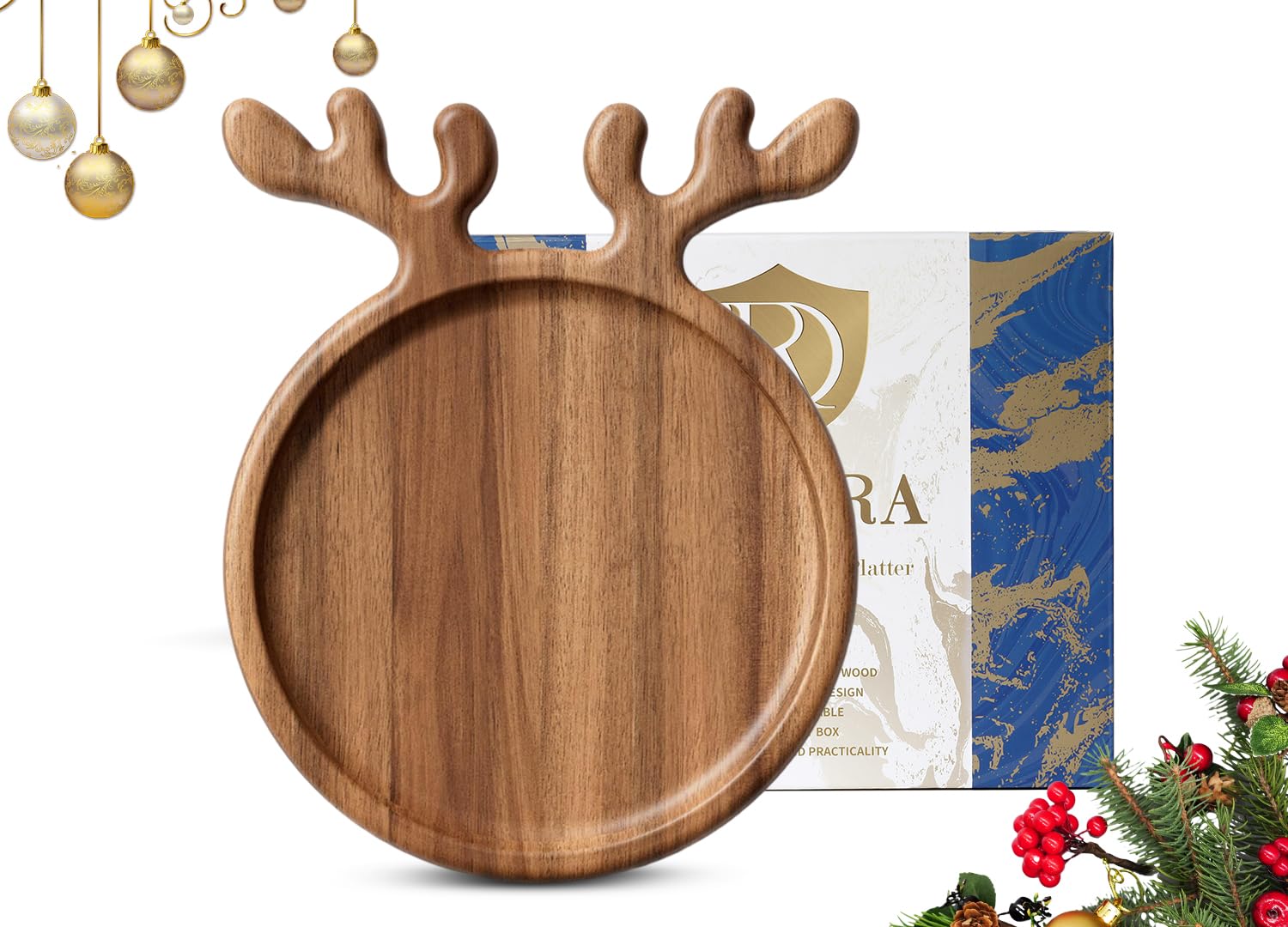 Dofira Acacia Antler Serving Platter with antler motif, ideal for entertaining.
