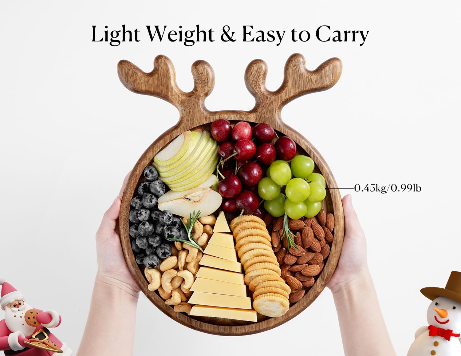 Dofira Acacia Bread Snack Tray elevates snacks with warm wood aesthetics.