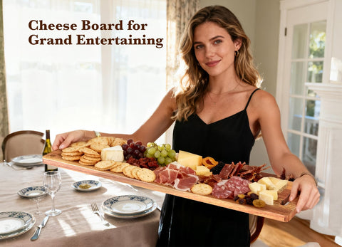 Dofira charcuterie board built-in handles shown for easy transport
