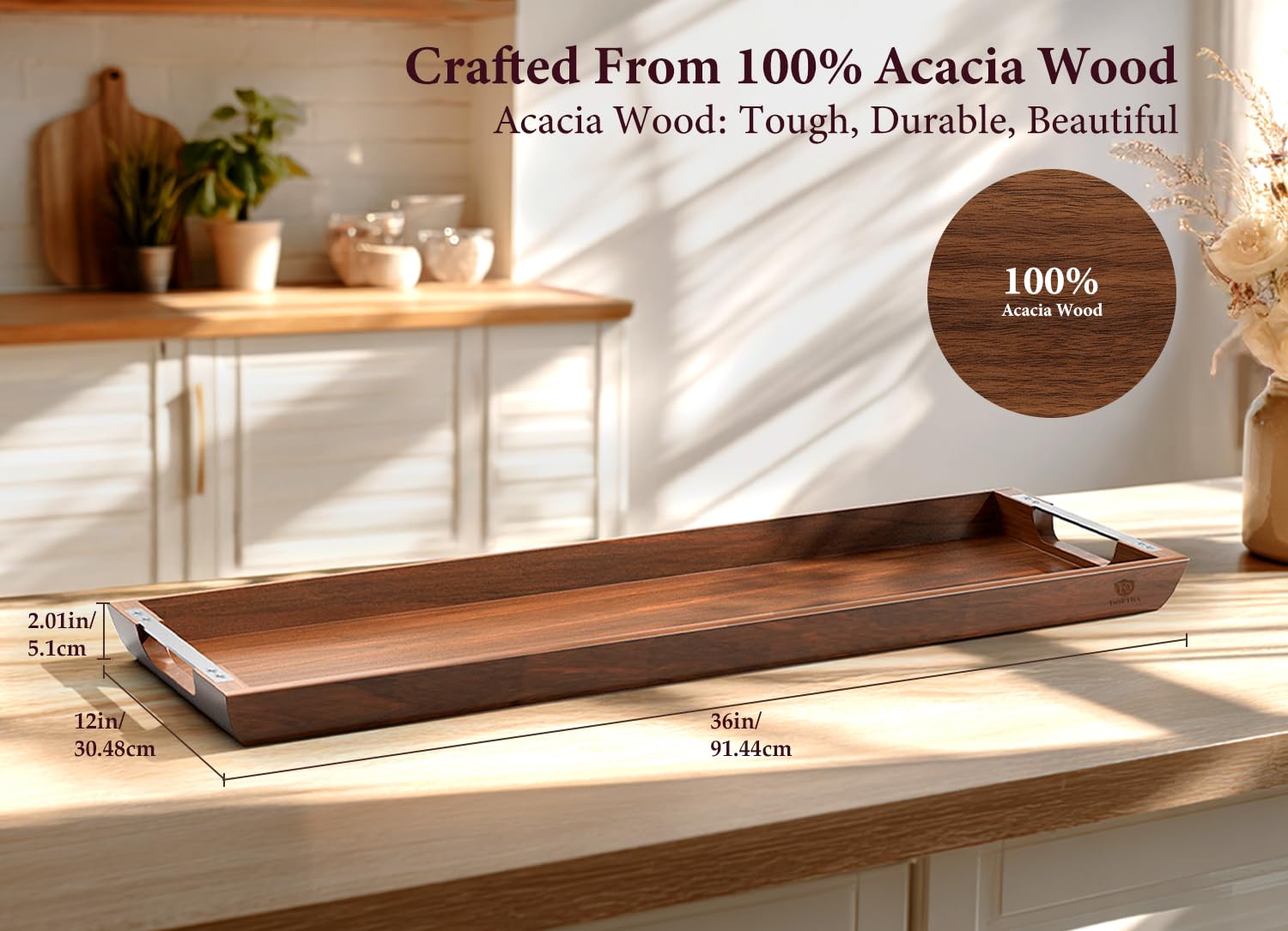 Dofira large acacia tray cheese and meat layout showcases generous serving space