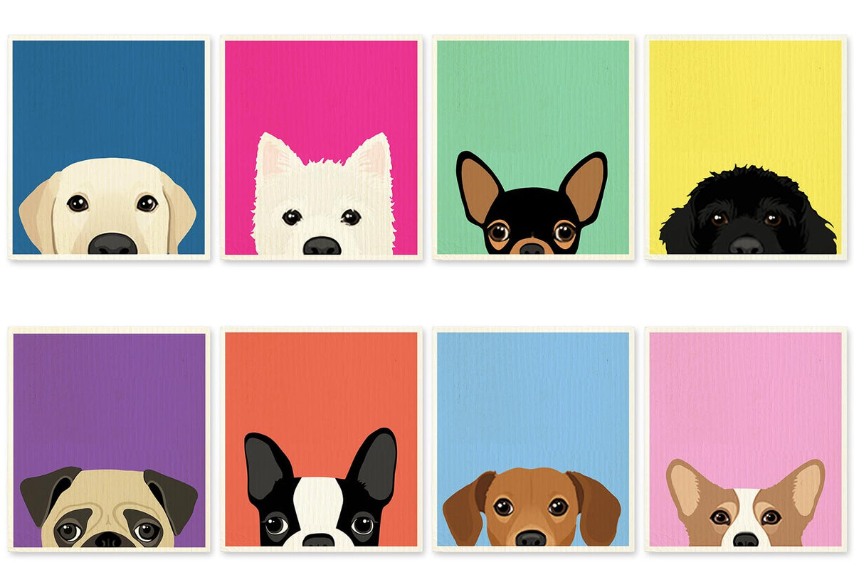 Dog Swedish dishcloth pattern 1, absorbent kitchen towel for quick cleanup