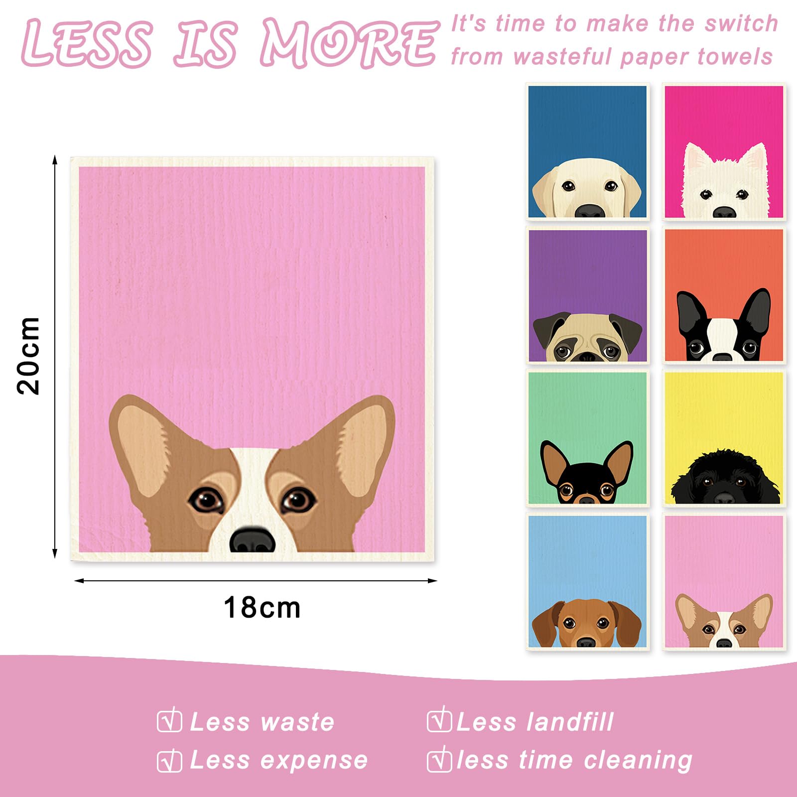 Dog Swedish dishcloth pattern 2, reusable cleaner for easy surfaces
