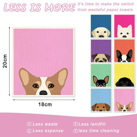 Dog Swedish dishcloth pattern 2, reusable cleaner for easy surfaces