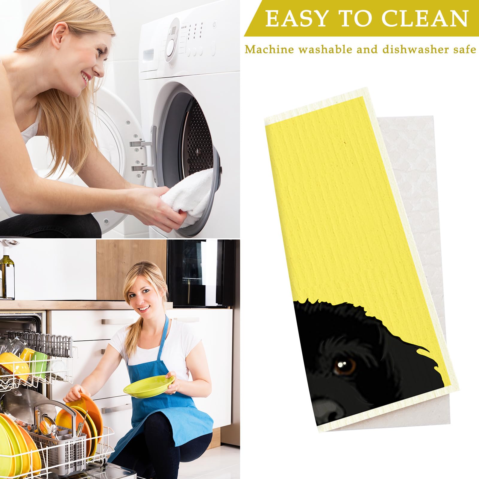 Dog Swedish dishcloth pattern 5, durable wash-and-use towel