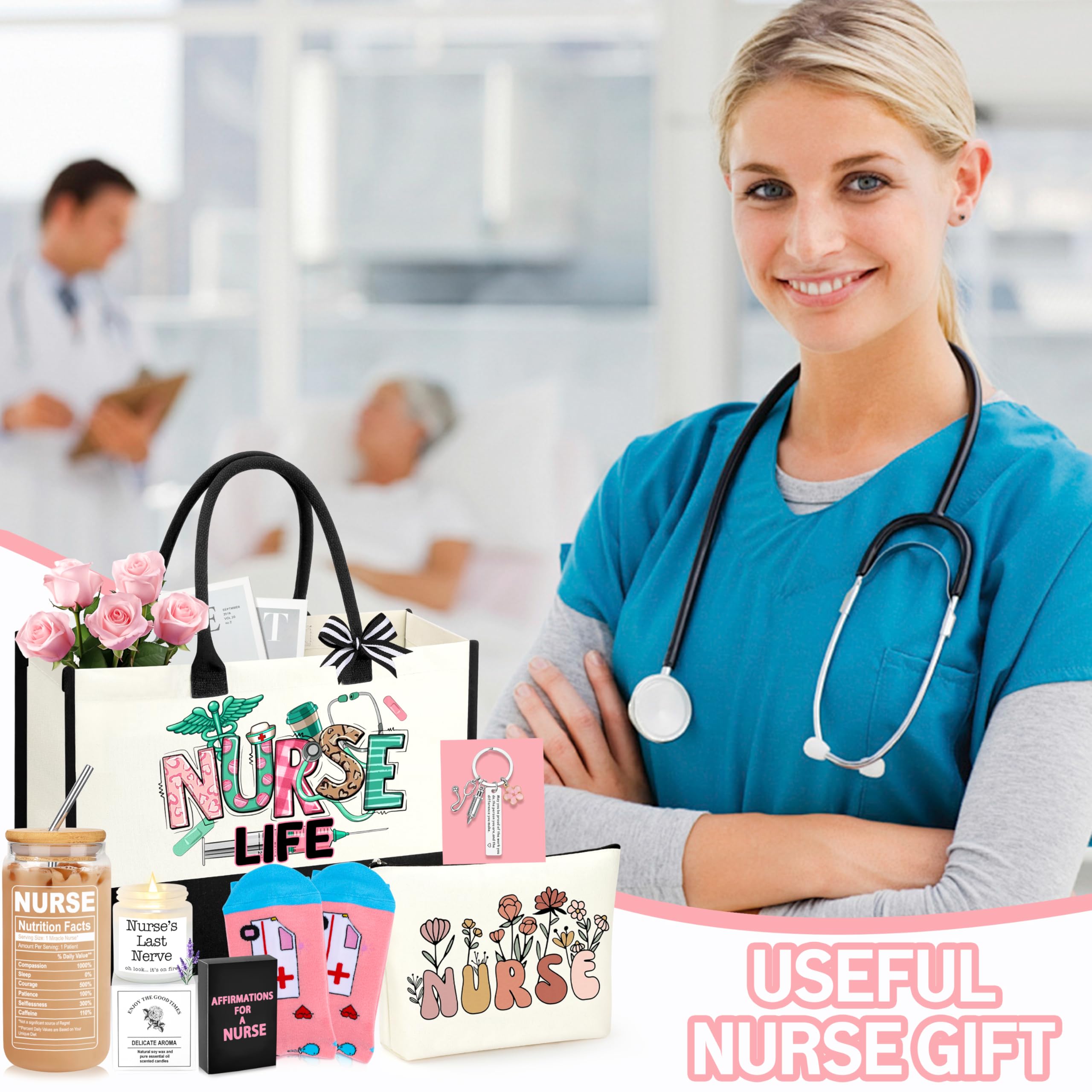 DOGMEM Nurse Gift Set cosmetic bag organizes small items on the go.