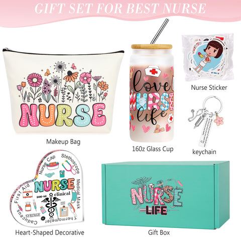 DOGMEM nurse mug 16oz glass, perfect for hot or cold drinks during long shifts.