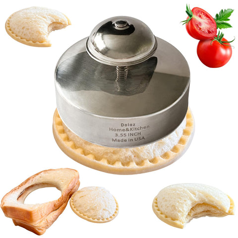 Doiaz sandwich cutter sealer in action with a 3.5-inch cut and sealed edge for neat lunches