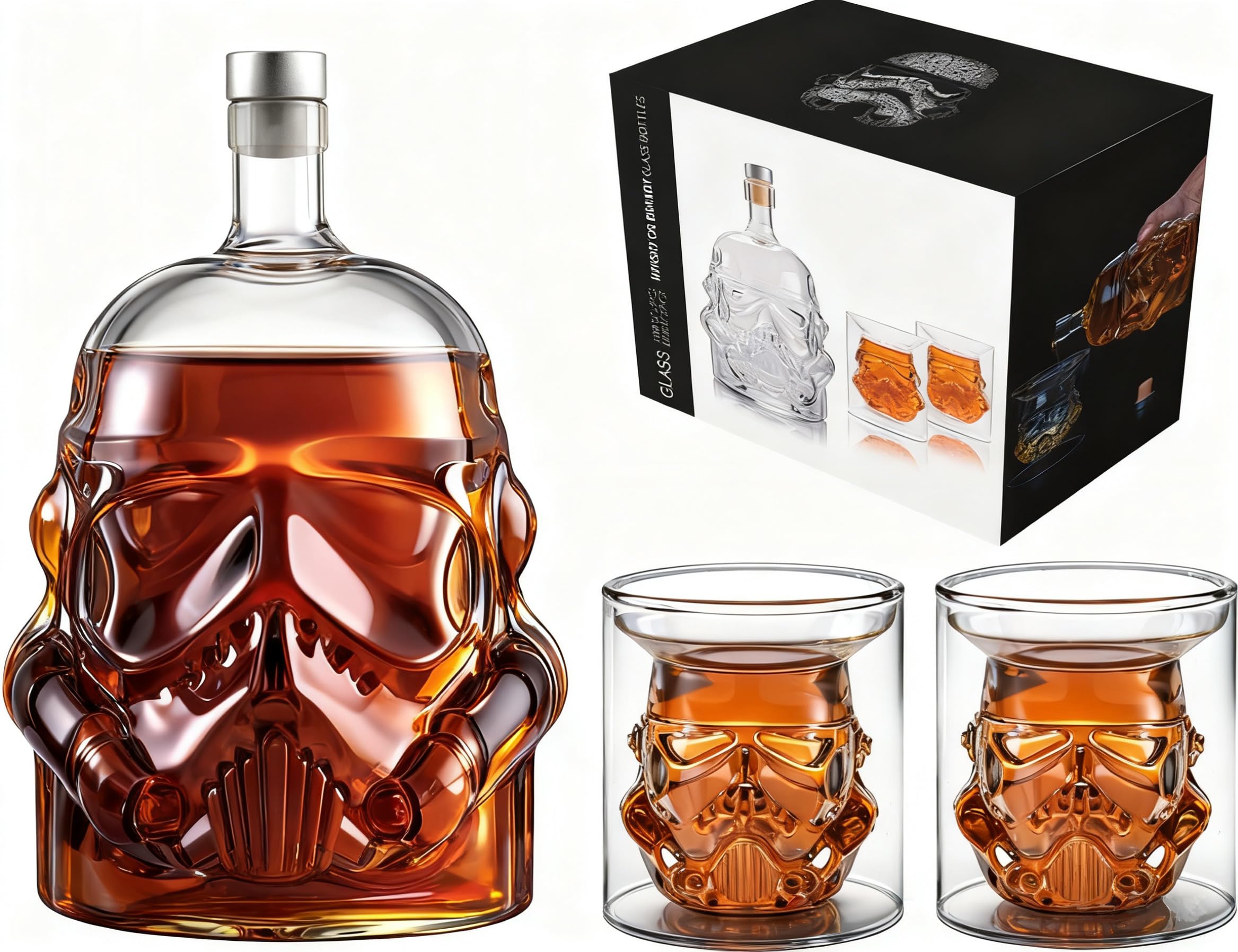Doiaz whiskey decanter set with flask and glasses for elegant entertaining