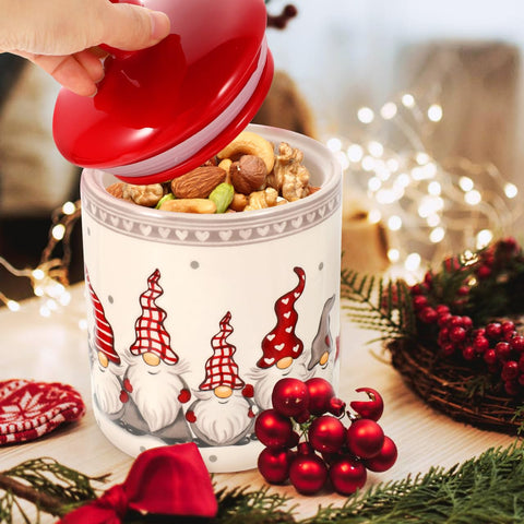 DOITOOL Gnome Cookie Jar lid seals securely for holidays.