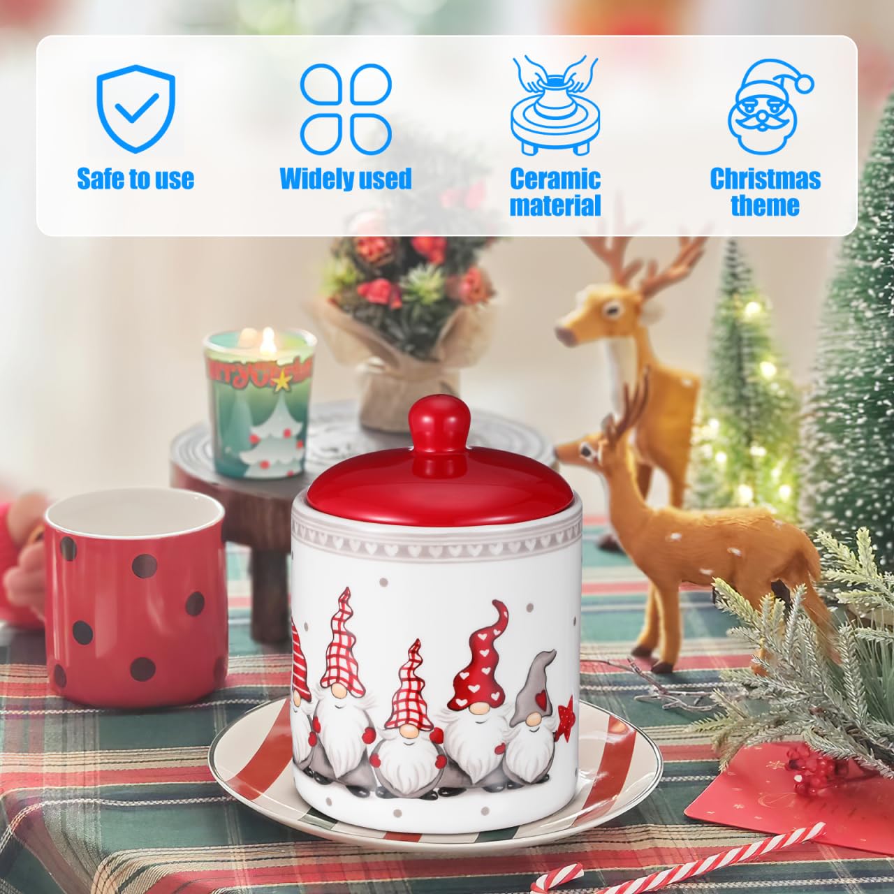DOITOOL Gnome Cookie Jar smooth glaze for easy cleaning.