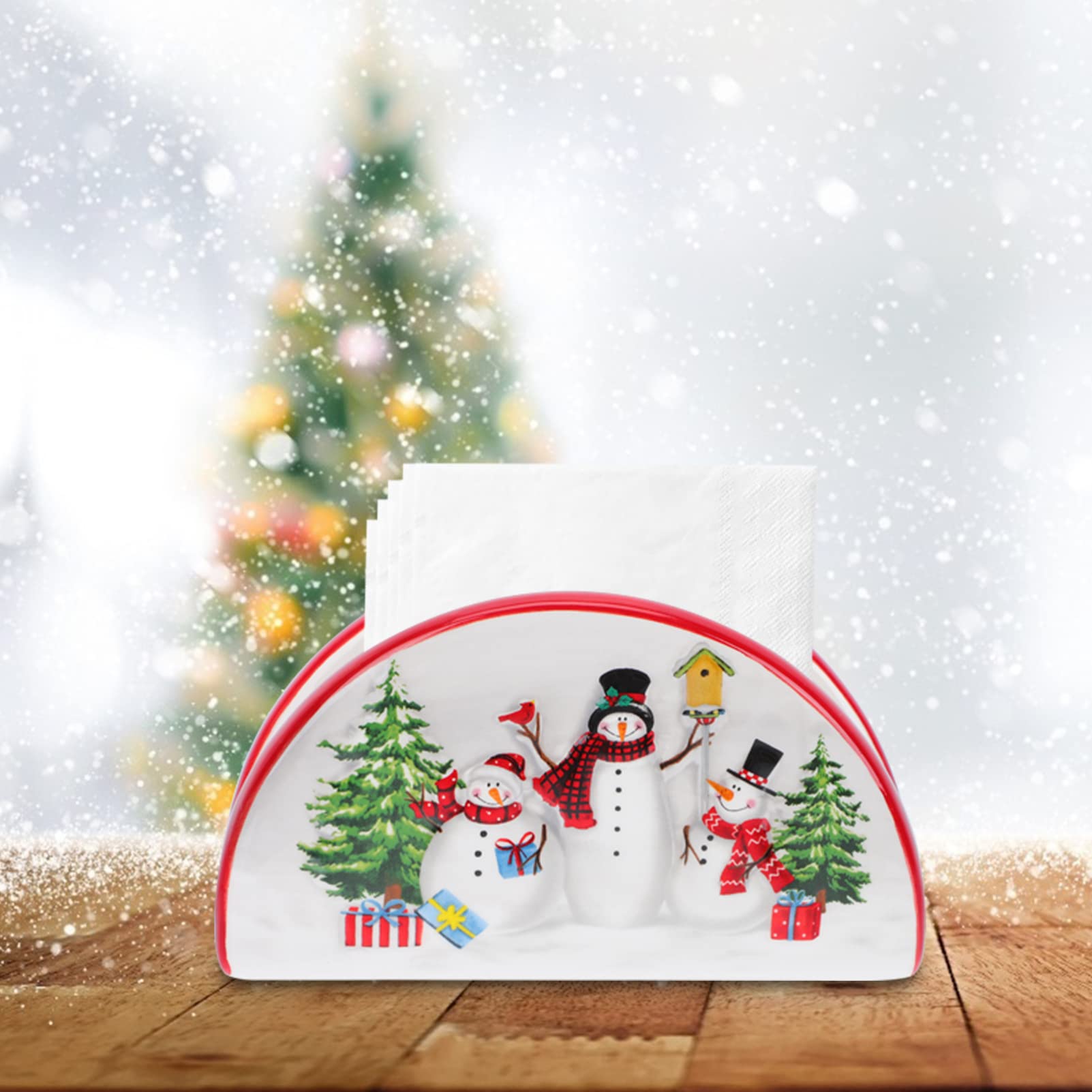 DOITOOL snowman napkin holder decorates tables with Nordic charm during holidays
