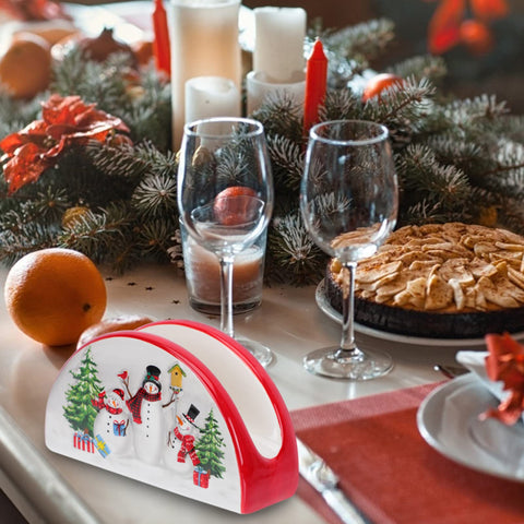 DOITOOL ceramic napkin holder complements kitchen decor with festive details