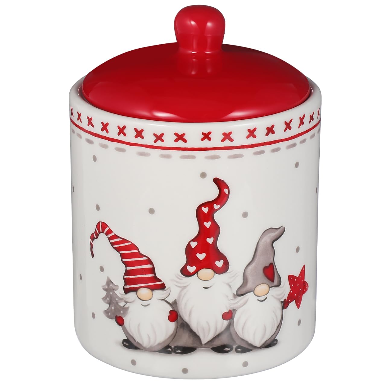 DOITOOL Gnome Cookie Jar with lid, showing airtight seal for freshness
