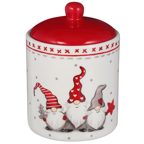 DOITOOL Gnome Cookie Jar with lid, showing airtight seal for freshness